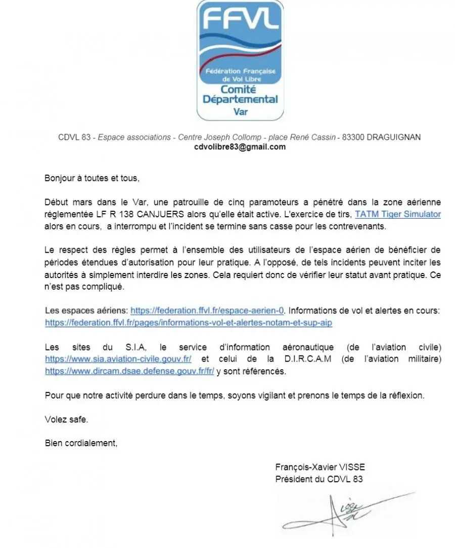 Rappel avant début de saison